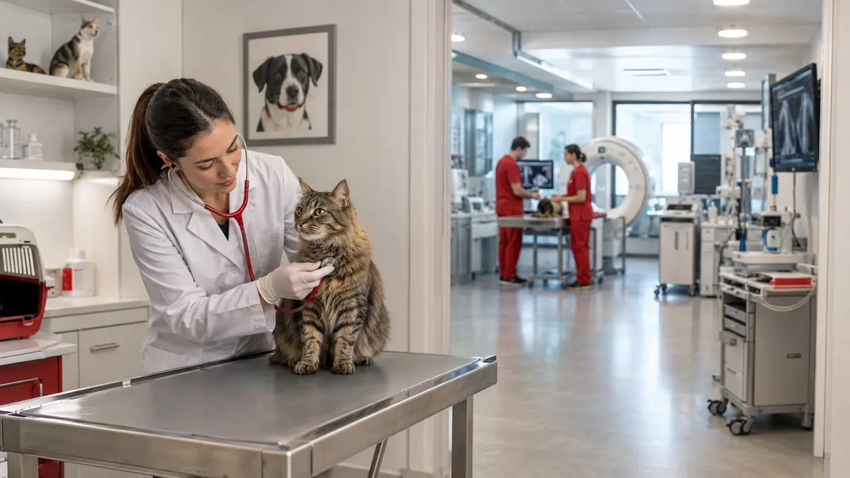 Veteriner kliniği ile kapsamlı hayvan hastanesi hizmetlerini gösteren sağlık ortamı