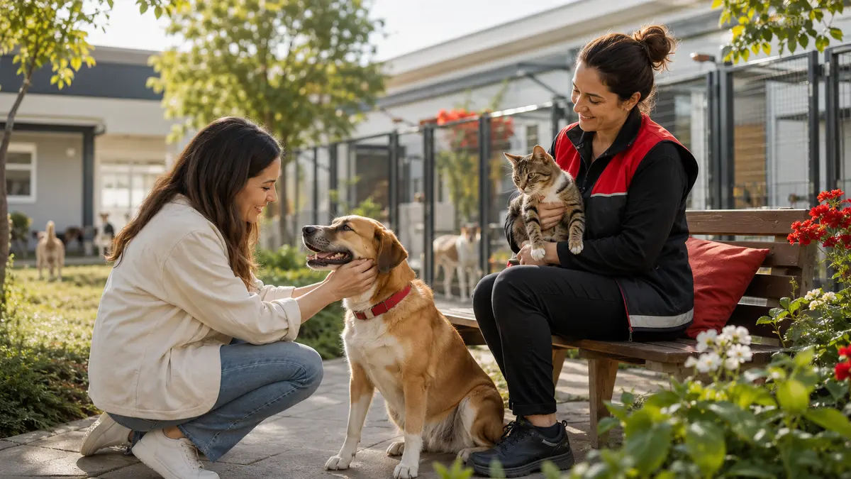Hayvan barınağında kedi ve köpekle tanışan sahiplenme adayı